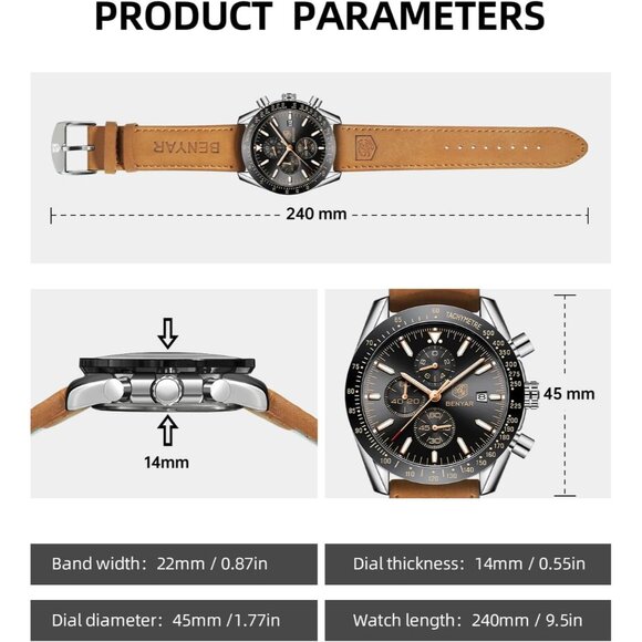 ⚡Waterproof Luminous Big Face Men's Wrist Watches Business Work Sport Casual - Picture 6 of 8